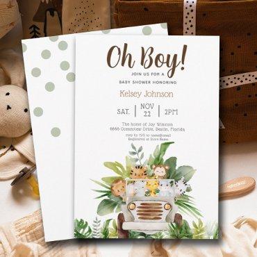 Cute Safari Jungle  Zoo Animals Boy Baby Shower