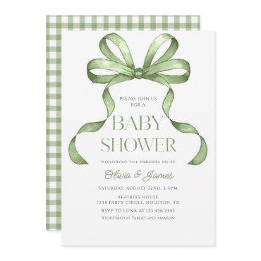 Cute sage green Bow Gingham