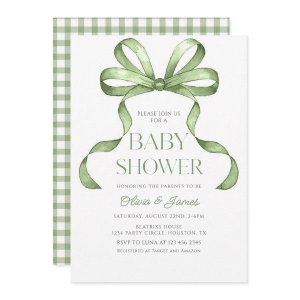 Cute sage green Bow Gingham