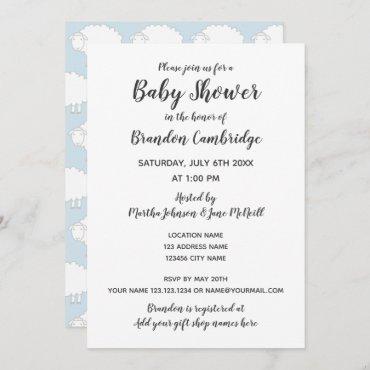 Cute sheep baby shower invitations for boy or girl