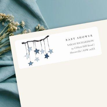 Cute Simple Blue Star Mobile Baby Shower Address Label