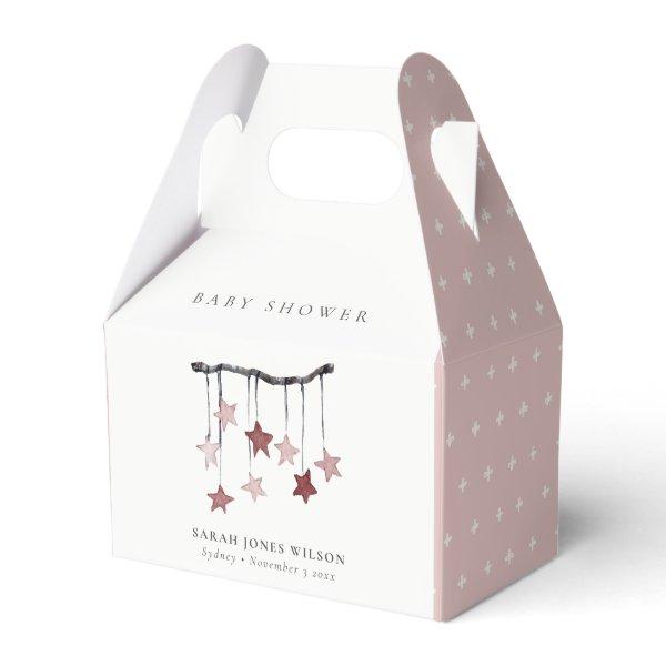 Cute Simple Blush Pink Star Mobile Baby Shower Favor Box