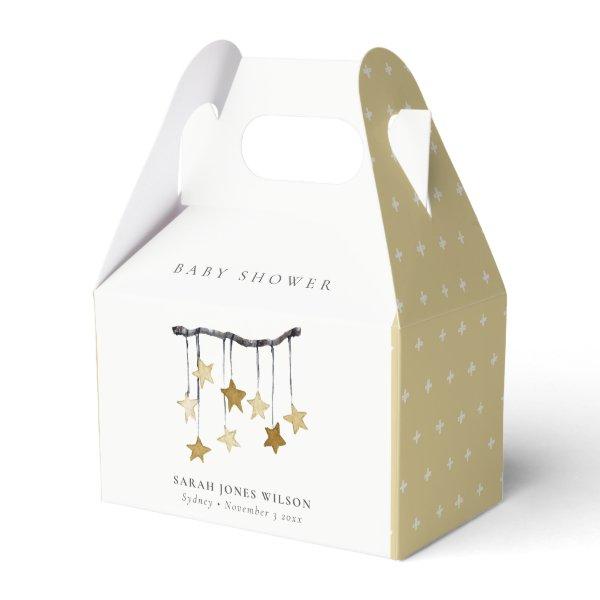 Cute Simple Yellow Neutral Star Mobile Baby Shower Favor Box