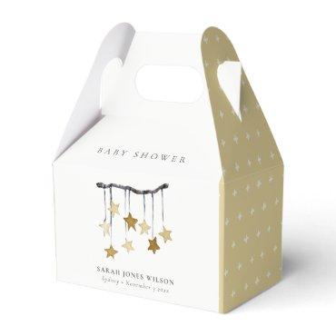 Cute Simple Yellow Neutral Star Mobile Baby Shower Favor Boxes