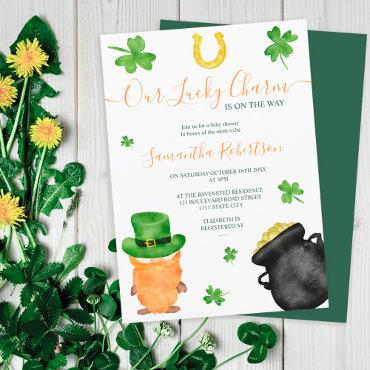 Cute St Patrick watercolor gnome lucky