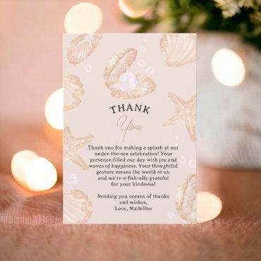 Cute summer ocean little pearl baby shower thank you card