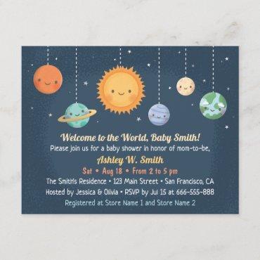 Cute Sun and Planets Space Baby Shower Invitation
