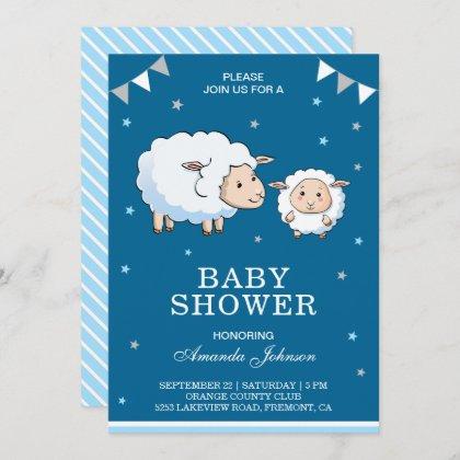 Cute Sweet Sheep Lamb Baby Shower Invitation
