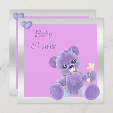Cute Teddy Bear Double Sided Baby Shower Invitation
