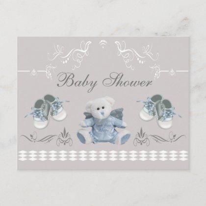 Cute Teddy & Shoes Baby Shower Invitation