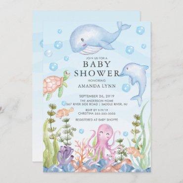 Cute Under the Sea Boy Baby Shower Invitation