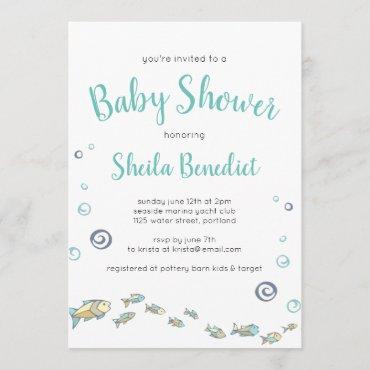 Cute Under The Sea Fish Baby Shower Invitation