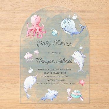 Cute Under the Sea Watercolor Baby Shower Acrylic