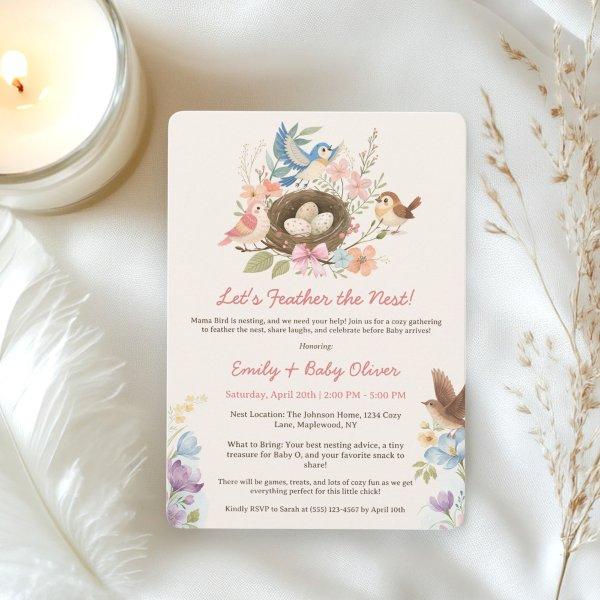 Cute Watercolor Bird Nesting Party