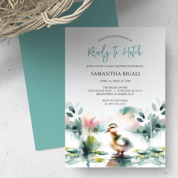 Cute Watercolor Duck Baby Boy Shower