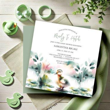 Cute Watercolor Duck Baby Shower Gender Neutral