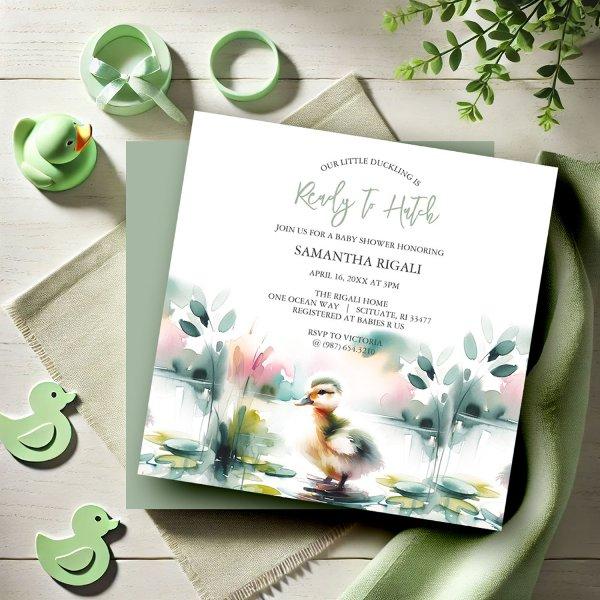 Cute Watercolor Duck Baby Shower Gender Neutral