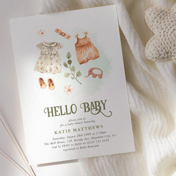 Cute Watercolor Hello Baby Girl