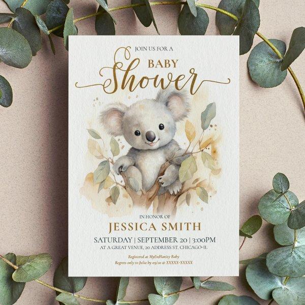 Cute Watercolor Koala Bear