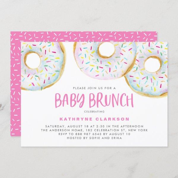 Cute White Watercolor Donuts Baby Shower Brunch