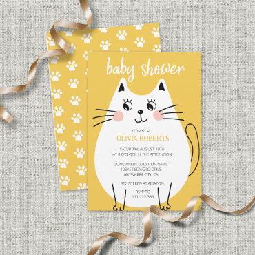 Cute Wite Kitty Cat Baby Shower