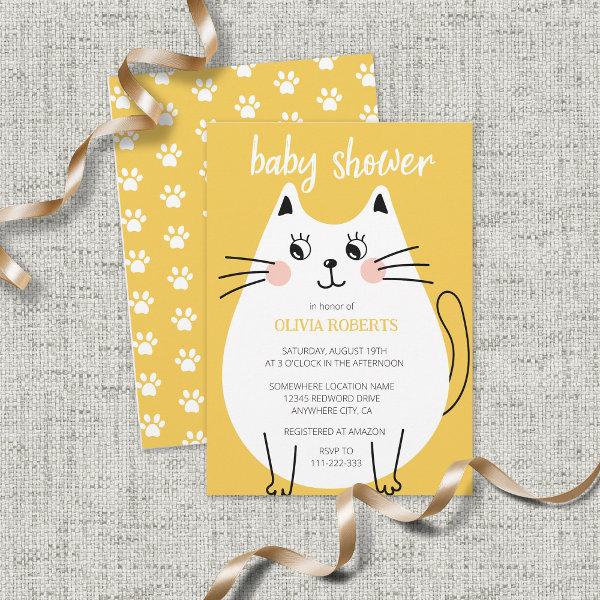Cute Wite Kitty Cat Baby Shower