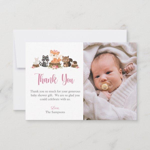 Cute Woodland Animal Baby Shower Thank You Card