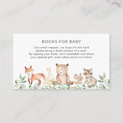 Cute Woodland Animals Books for Baby Shower Enclosure Card