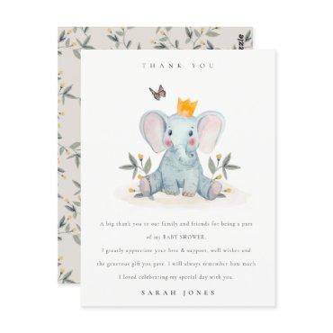 Cute Woodland Baby Elephant Foliage Baby Shower  Postcard