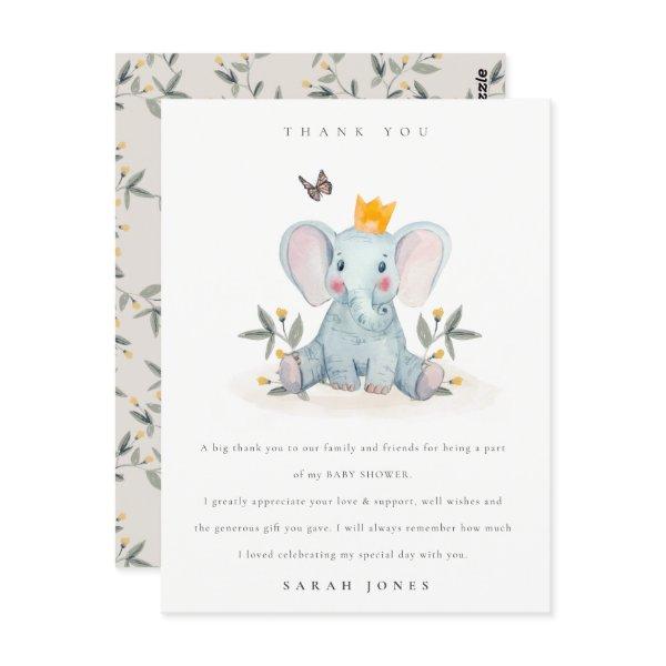 Cute Woodland Baby Elephant Foliage Baby Shower  Postcard