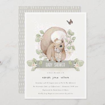 Cute Woodland Forest Floral Squirrel