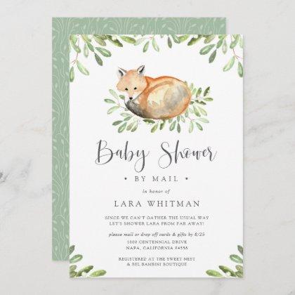 Cute Woodland Fox Baby Shower by Mail Invitation