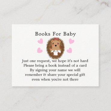 Cute Woodland Hedgehog Baby Shower Book Request Enclosure Card