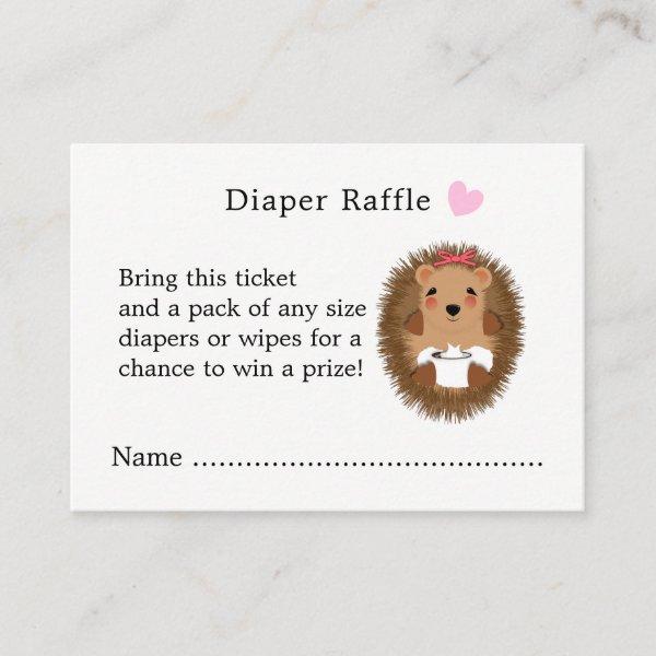 Cute Woodland Hedgehog Baby Shower Diaper Raffle Enclosure Card