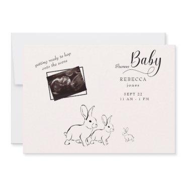 Cute Woodland Rabbit Ultrasound Baby Shower