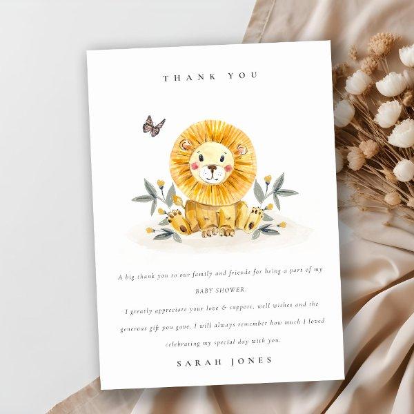 Cute Woodland Watercolor Lion Foliage Baby Shower Postcard