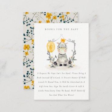Cute Yellow Baby Zebra Fauna Books For Baby Shower Enclosure Card