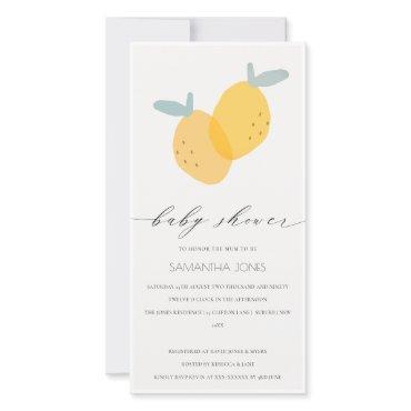 Cute Yellow Lemon Fruity Citrus Baby Shower Invite