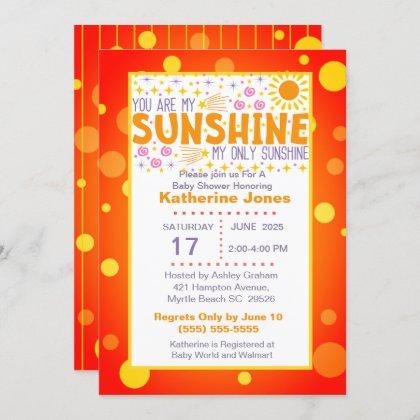 Cute You Are My Sunshine Baby Shower Invitation
