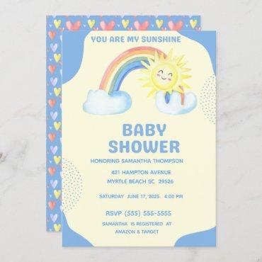 Cute You Are My Sunshine Boys Baby Shower   Invitation