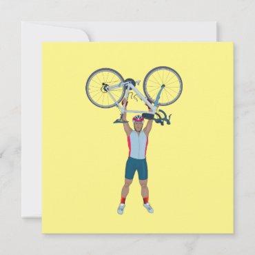 Cyclist Lifting a Bicycle