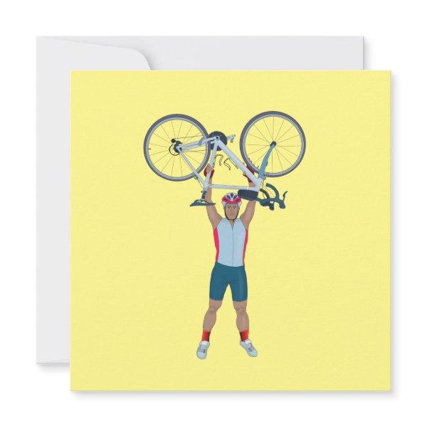 Cyclist Lifting a Bicycle