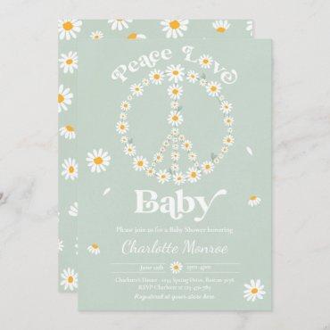 Daisy Baby Shower Bohemian Peace Love Baby Shower  Invitation