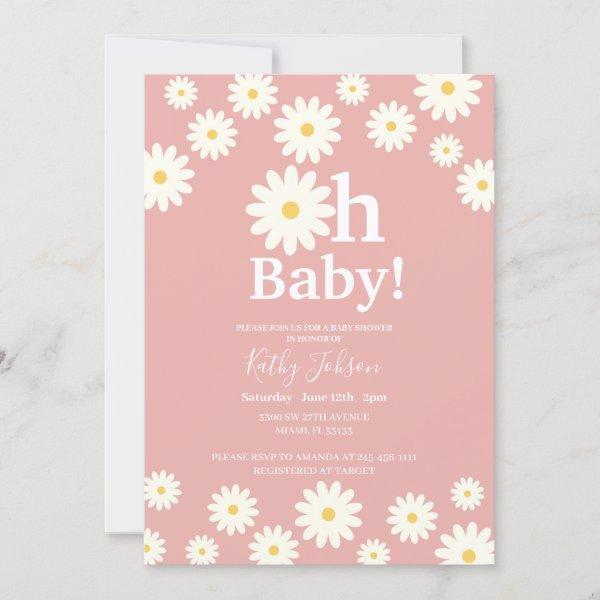 Daisy Floral Pink Bohemian Baby Shower