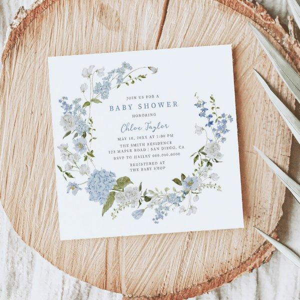 Delicate Blue Floral Wreath