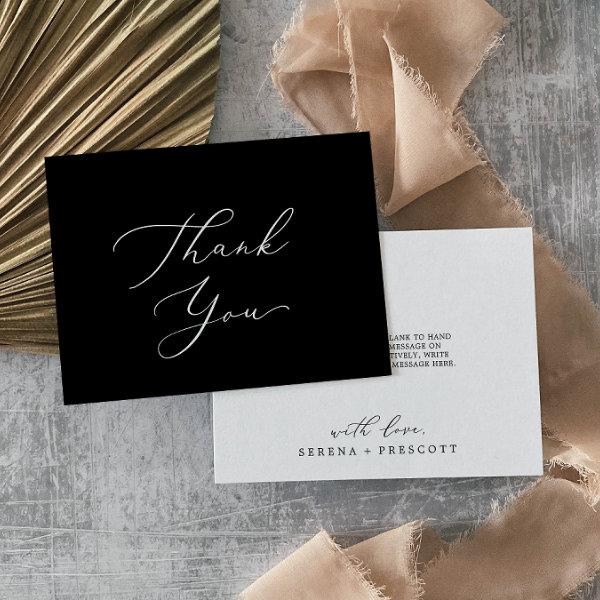 Delicate Dark Black Calligraphy Thank You Card