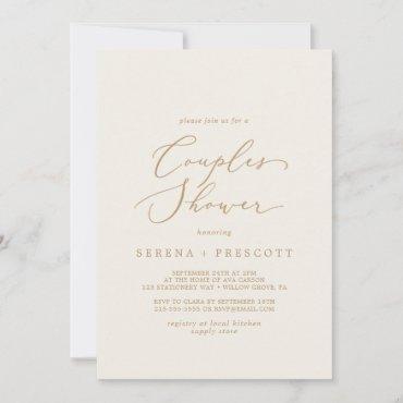 Delicate Gold Calligraphy | Cream Couples Shower