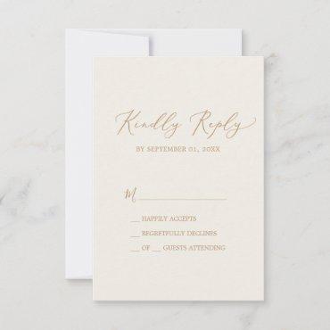 Delicate Gold Calligraphy | Cream Simple RSVP Card