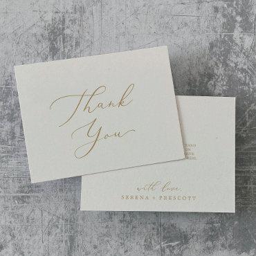 Delicate Gold Calligraphy | Cream Thank You Card