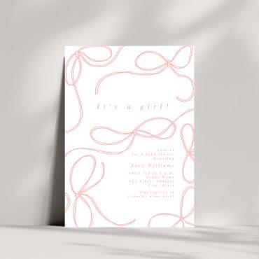 Delicate Pink Bows Girl Baby Shower Coquette